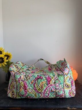 Vera Bradley Quilted Duffel in Mint Paisley Multi